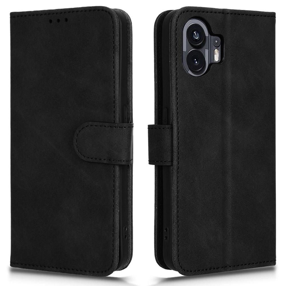 

For Nothing Phone (2) Phone Case Stand Skin-touch Wallet PU Leather Full Protection Phone Cover Black