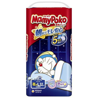 L Mamy Poko Noční kalhotky Doraemon Plenky 32 kusů [Velikost kalhotek] (9~15 kg)