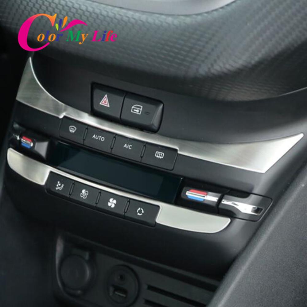 Car Control Panel Stickers for Peugeot 2008 208 2014-2018 Air Conditioning Switch Interior Sequins Sticker 2Pcs/Set
