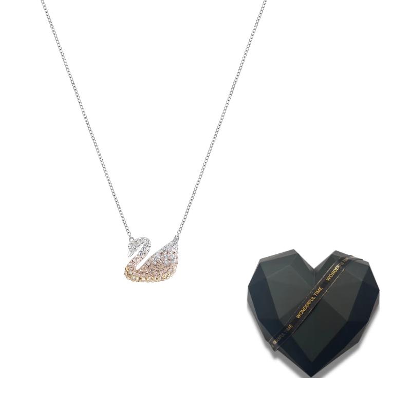 Swarovski Swan Necklaces Womens Gradient Yellow F-Black Heart-Shaped Gift Box королевские желтого