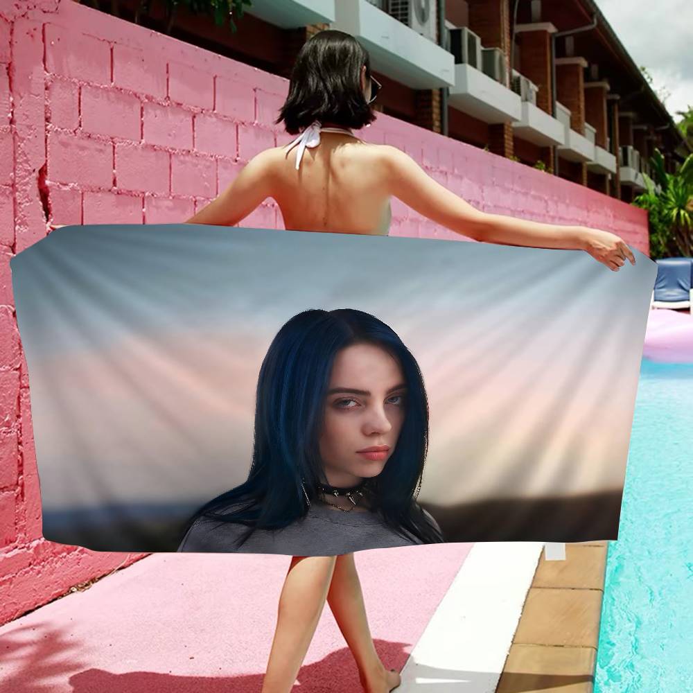 Hot Singer B-Billies E-EilishS Microfiber Beach Towel Absorbent Quick Dry Soft Yoga Swimming Resort Mountain Climbing Towel