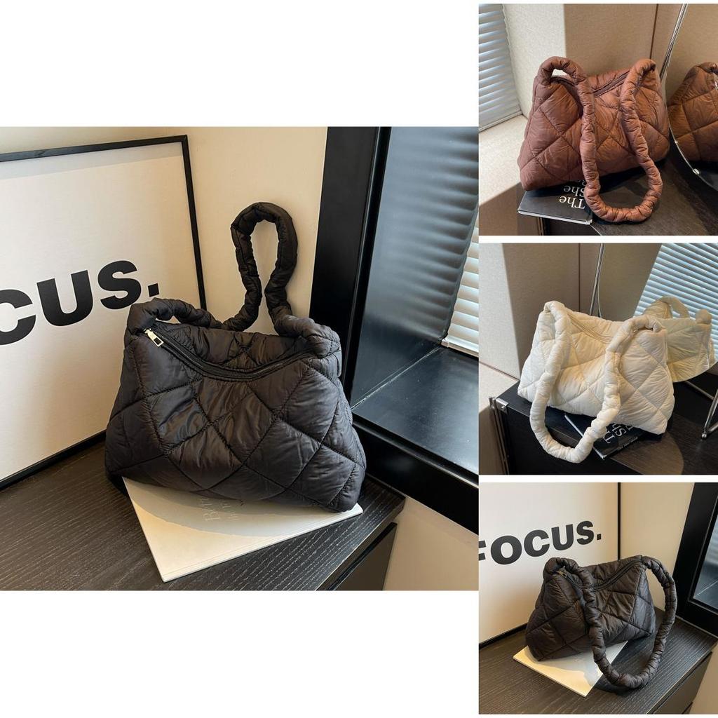 Fashionable Korean Style Checkered Shoulder Bag 2024 Winter New Casual Diamond Crossbody Bag