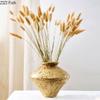 Vintage Golden Pottery Jar Classical Vase Plant Pots Table Decoration Flower Arrangement Floral Vases Room Aesthetic Decor