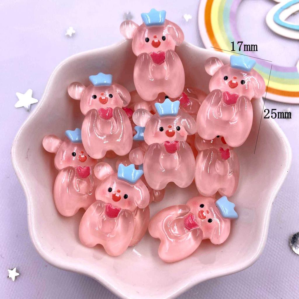 Colorful Resin Glitter Kawaii Giraffe Bear Puppy Girl Flatback Cartoon Animal Figurine Scrapbook 10pcs DIY Accessory Decor Craft
