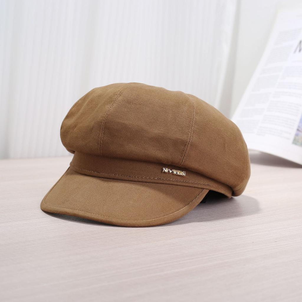 Octagonal beret big head circumference spring and autumn retro newsboy hat large size face small painter hat suitable for big face round face