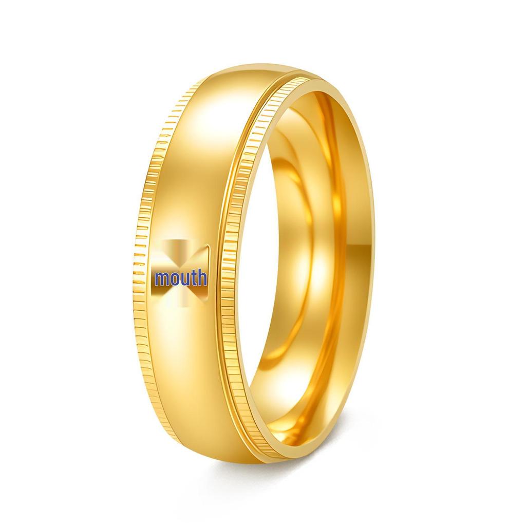 European & American Simple Diamond-Inlaid Stainless Steel Couple Ring Set