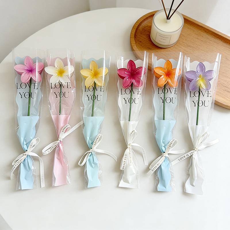 Plumeria Flower Fake Eternal Flower Gifts Plastic Egg Flower Hair Claw Clip Bouquet Party Gifts Graduation Mother'S Day Gift