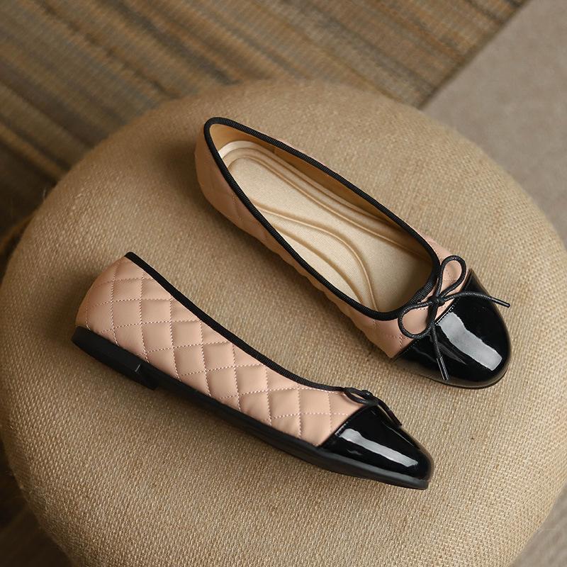 Fashion 41-43 Big Size Bowtie flat shoes woman round toe crystal glitter slip on loafers soft bottom bow ballet flats ladies OL shoes