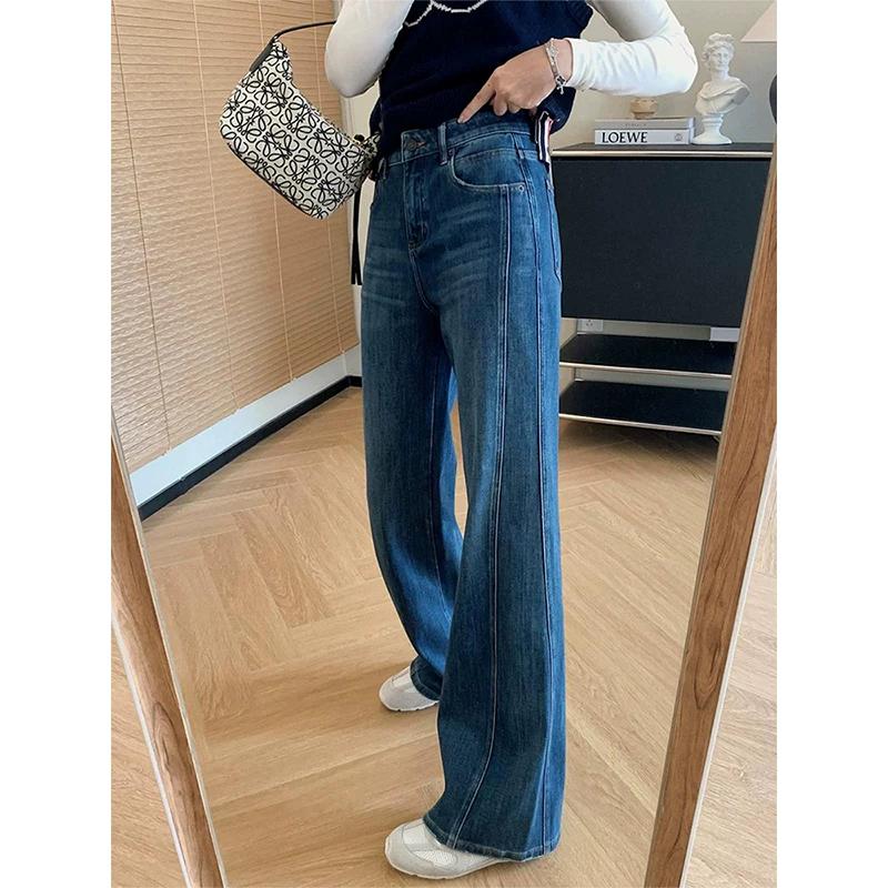 

Blue Flared Jeans for Women, New Spring Style, High-Waisted, Loose Fit, Flattering for Pear-Shaped Body, Straight-Leg Pants 3XL синий