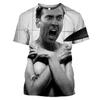 Attore Pop Nicolas Cage T-shirt Stampata 3D Divertente Tendenza Girocollo Manica Corta Top Moda Estiva Personalità Maschile Tendenza Streetwear