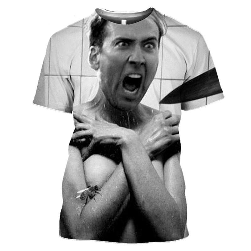 Attore Pop Nicolas Cage T-shirt Stampata 3D Divertente Tendenza Girocollo Manica Corta Top Moda Estiva Personalità Maschile Tendenza Streetwear