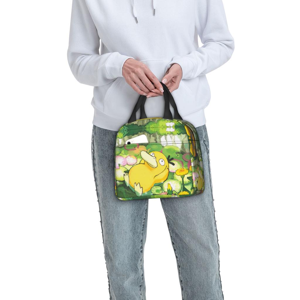 Custom P-Psyducks Insulated Lunch Bag for School Office Cartoon Leakproof Thermal Cooler Lunch Box Men Women
