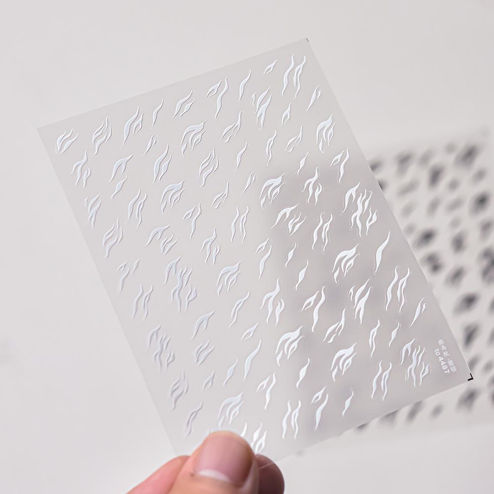 1pcs Elegant 5D Pearl Lace Wave Nail Art Stickers Exquisite White Lines Nail Decoration Decals DIY Self Adhesive Transfer Slider