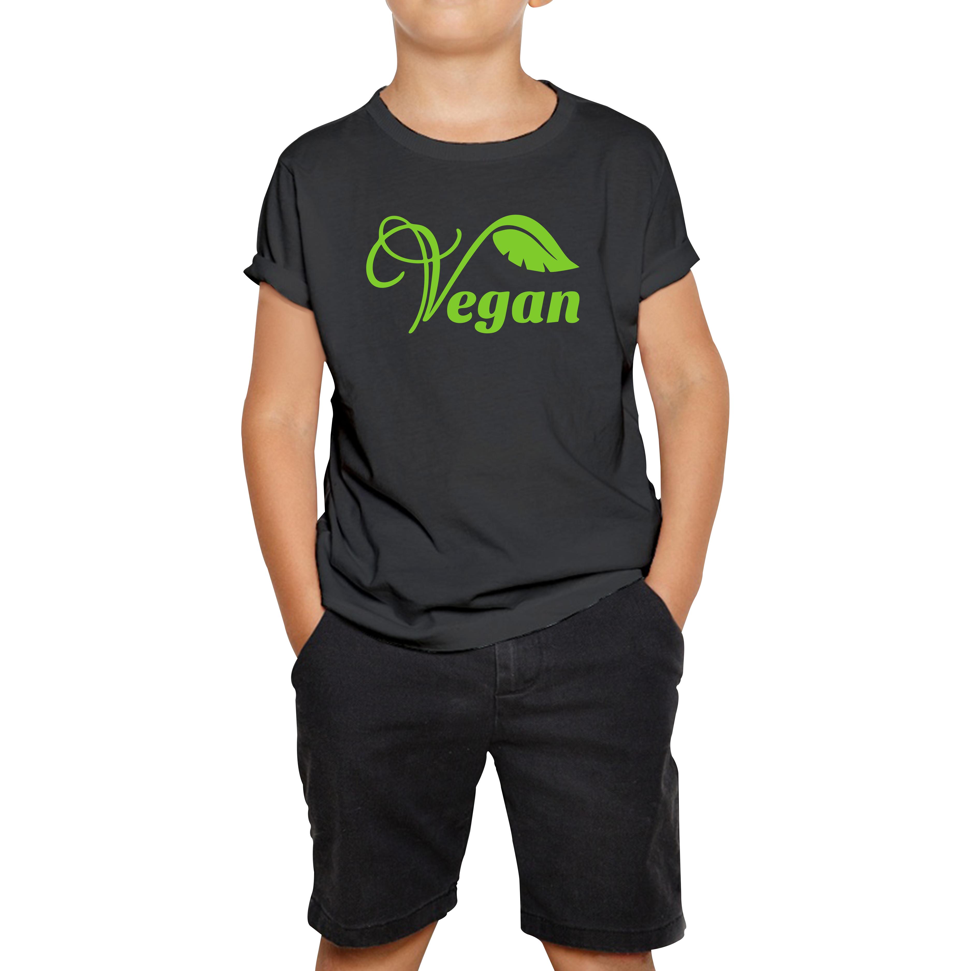 

Vegan Logo Green V Leaf Kids T Shirt 140