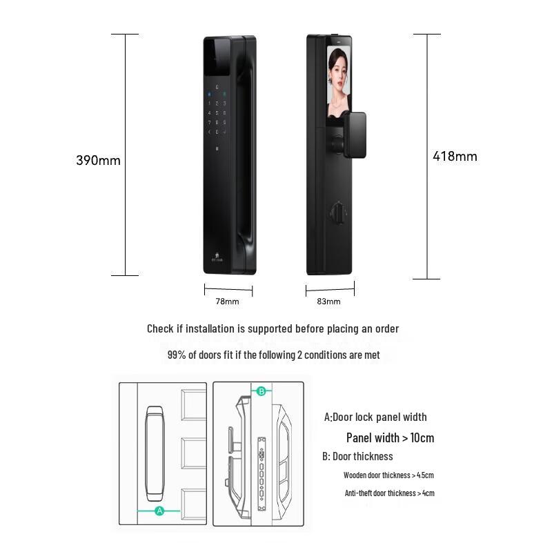 

DESMAN Q60F Smart Door Lock with 3D Face Recognition and Visual Peephole