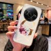 Phone Case For Xiaomi Redmi A3 Redmia3 Transparent Silicone Camera Protection Colorful Flowers Golden Letters A-Z Clear Cover