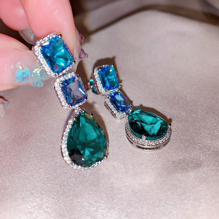 

Длинные серьги для женщин, 2022, роскошные двухцветные серьги с цирконием серебряного цвета, женские свадебные модные серьги