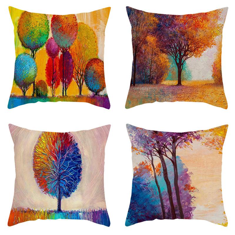 Monika Chen Unisex Scenic Oil Painting Throw Pillow Cover With Short Plush Print Living Room Sofa Decoration Cushion Cover Pillow Covers Decorative