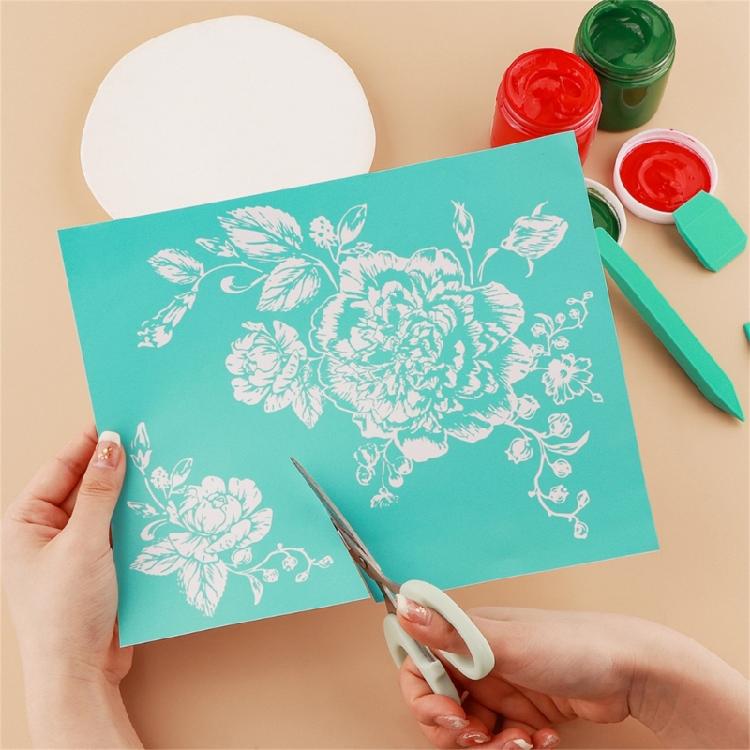 Self-Adhesive Silk Screen Stencil Reusable Mesh Transfer Printing Earring Clay