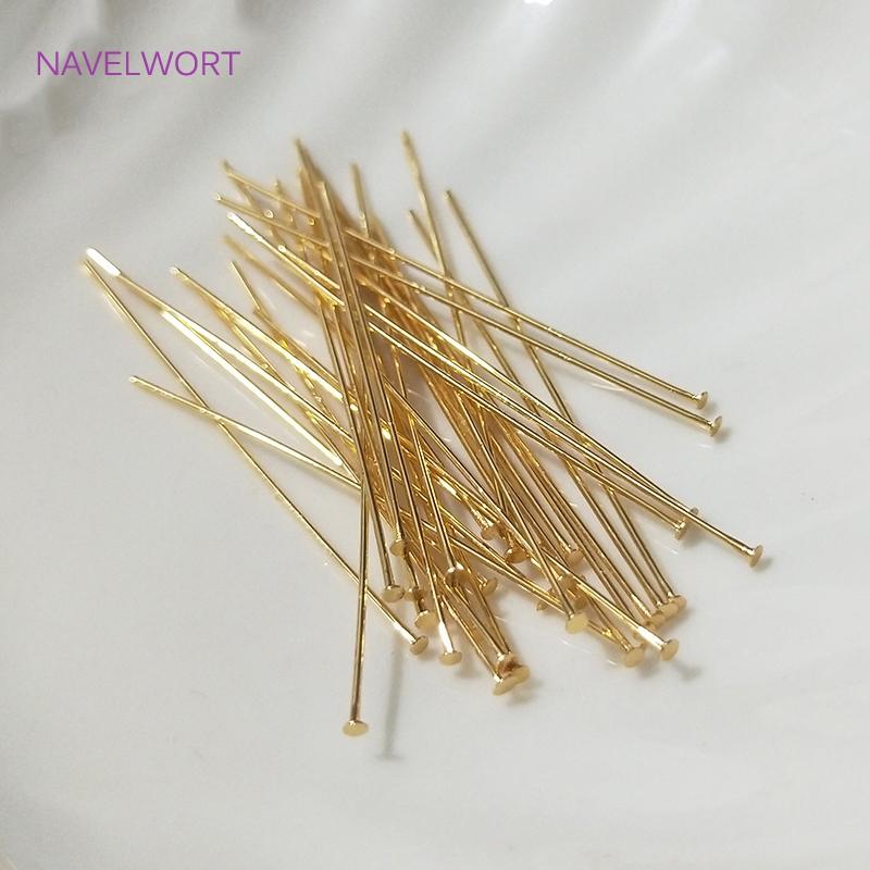 50pcs/bag 20-50mm Flat Head Pin/Ball Head Pin /Eye Pins 18K Gold Plated/Platinum Plated Pins For DIY Jewelry Making Supplies