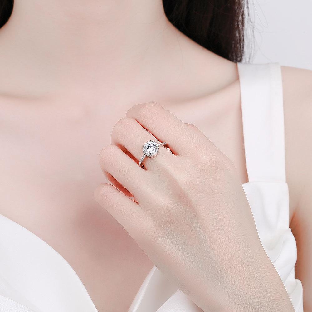 1 Carat Moissanite Diamond Ring For Women 4 Prong Setting Round Cut Adjustable Band Couple Jewelry