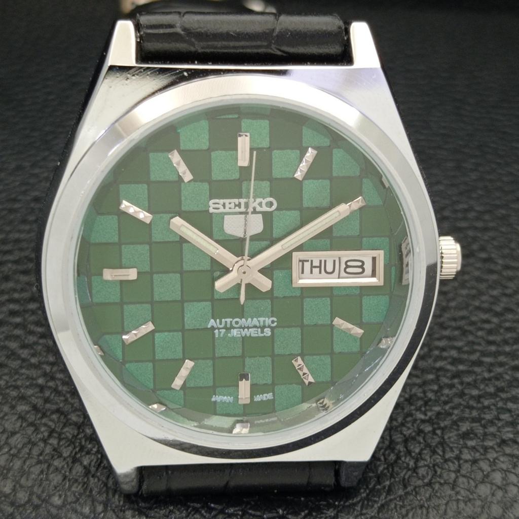 JAPAN SEIKO 5 AUTOMATIC MENS 6309A REFURBISHED GREEN COLOR DIAL WATCH a440277-9 Sk-a440277-1