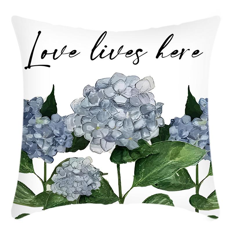 New Pillowcase Green Plant Letter Print Pillowcase Flower Print Pillowcase Home Sofa
