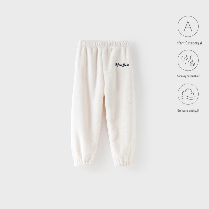 Children s Flannel Fleece Pajama Pants - Cozy Coral Velvet for Boys 130 cm белый