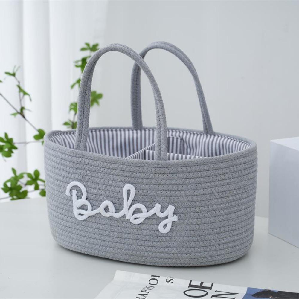 Large Capacity Storage Basket Cotton Rope Cosmetics Storage Baby Nappy Organiser  for Newborn