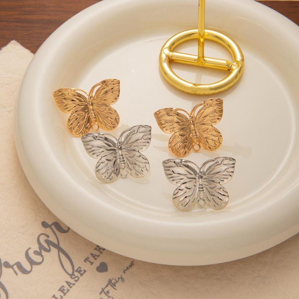 Stylish Butterfly Metal Earrings: Fashionable, High-End Ear Studs for Women