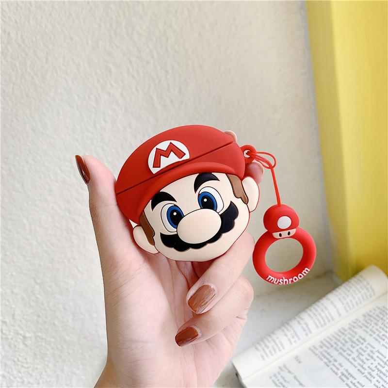 Cartoon Mario Apple AirPods 4 Bluetooth headset case, anti-drop case is suitable for 2/3 generation mushrooms.