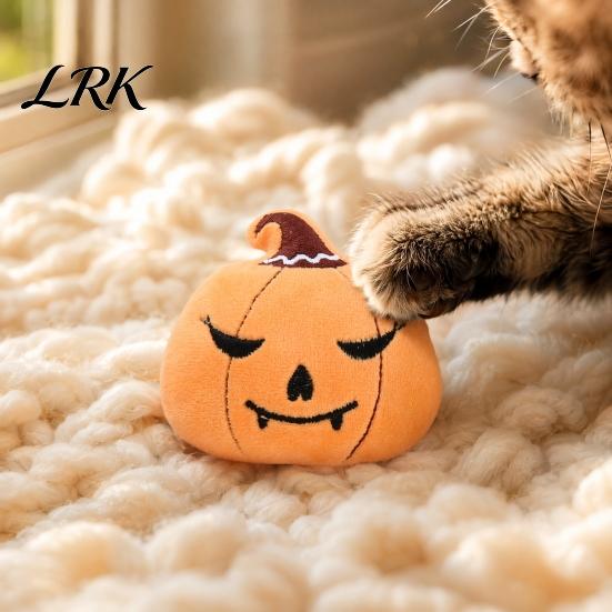 Праздничные игрушки для кошек Хэллоуин Тыква Кошачья мята Игрушка для кошек, Плюшевая Летучая мышь Призрак Паук Кикер с интерактивным колокольчиком, Прочная для жевания Игры Котята, Стресс