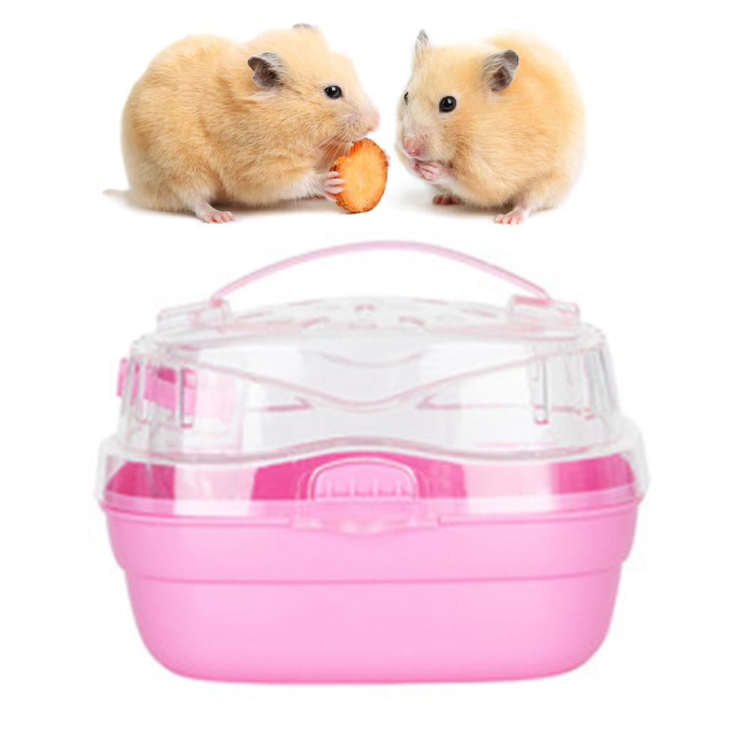 Hamster Carry Case Cage Portable Lightweight Small Animal Carry Case for Outdoor Travel Pink