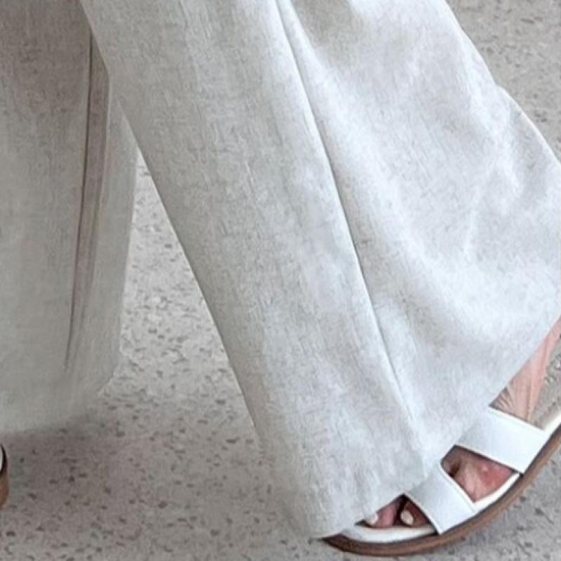 Shop  Women Linen Waistband Pleated Wide Pants Wdm Wpt Kyi80173