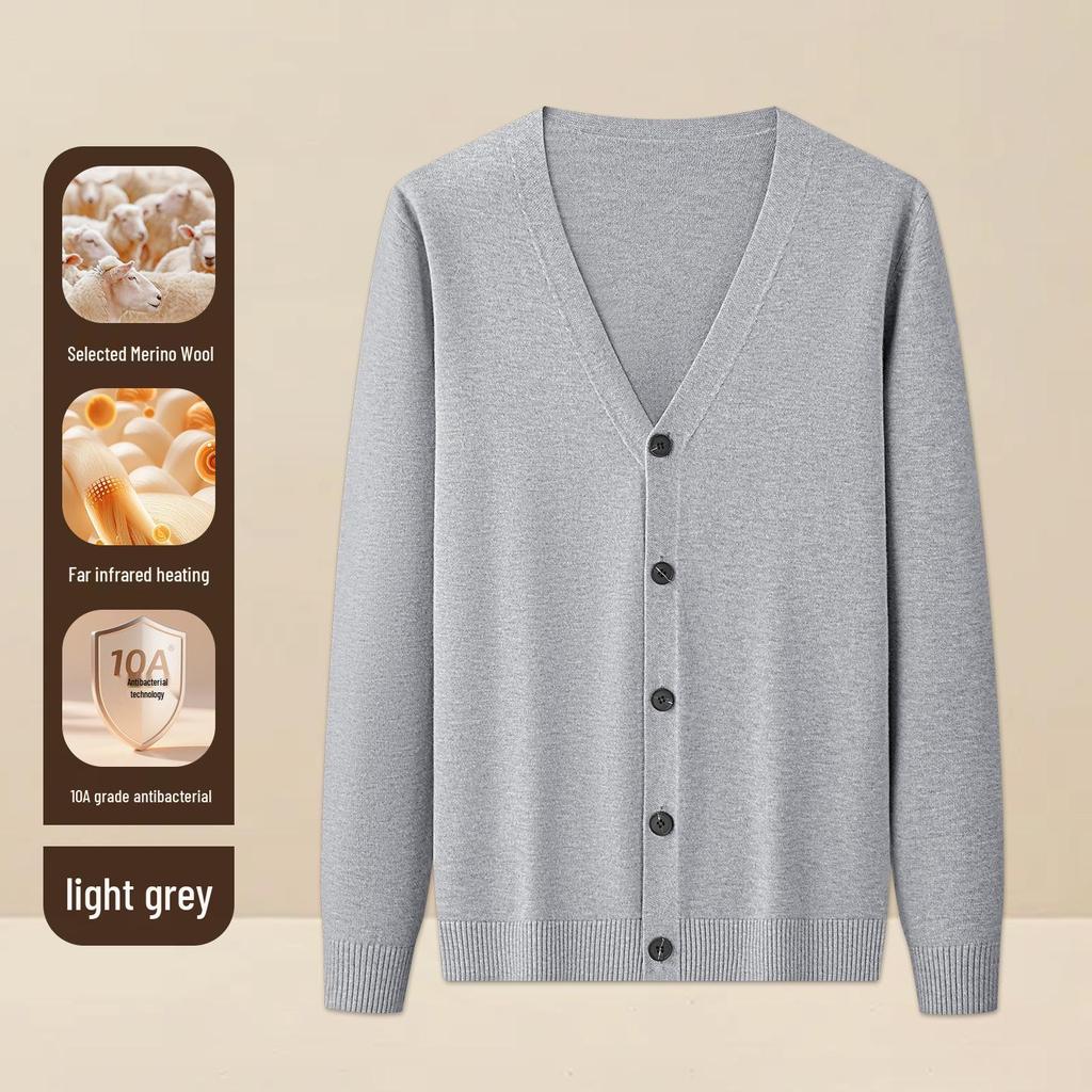 Herren V-Ausschnitt Strickjacke aus Wolle und Modal: Herbst/Winter Business Pendler Pulloverjacke
