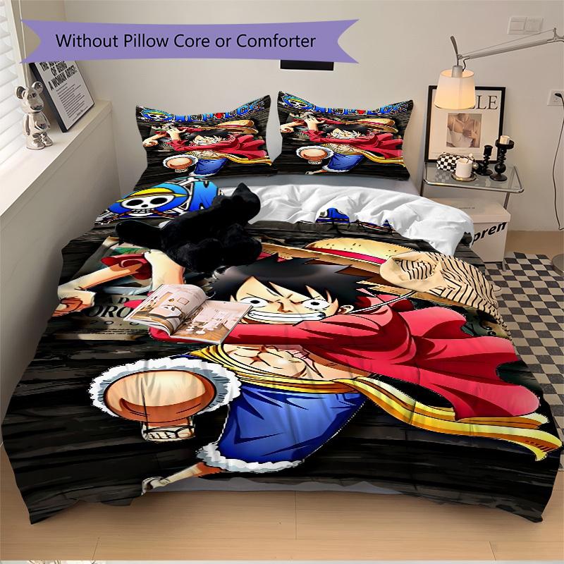 3pc Luffy One Piece Bedding Set Guest Room Bedroom Decor Christmas Halloween Decor Gifts- All Seasons (No Insert)a1013097