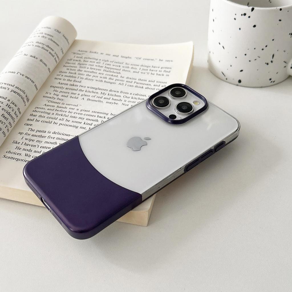 One-piece Transparent Two-color Spliced Apple 16Promax Phone Case, Suitable for Iphone15, Detachable 14 Ultra-thin Case