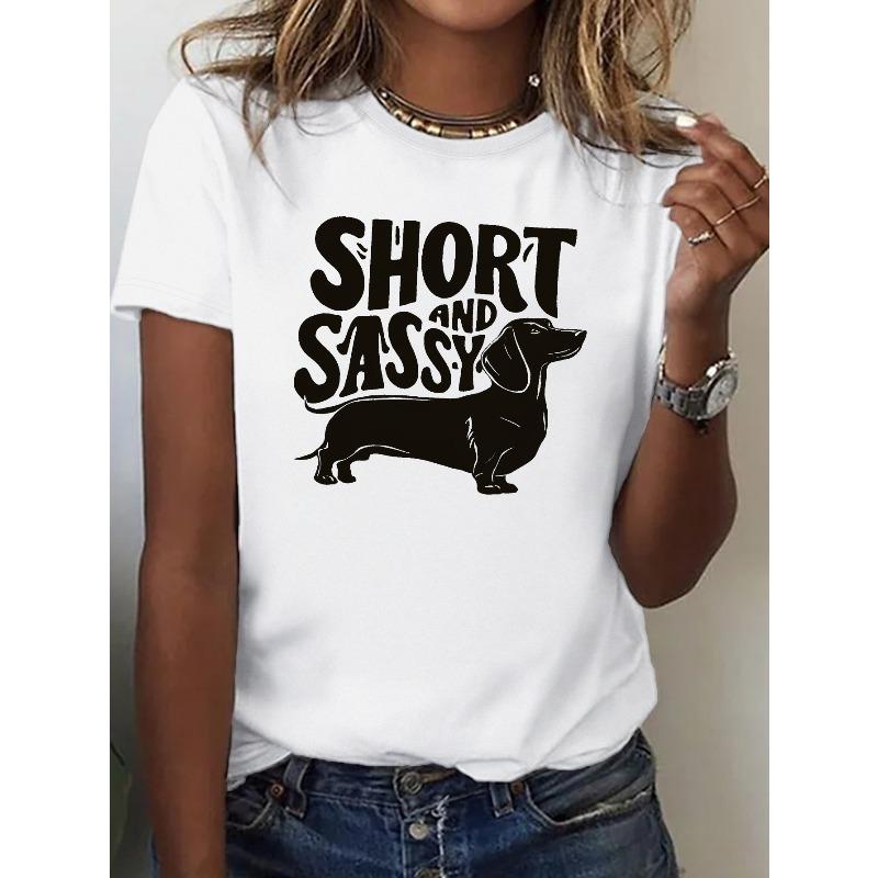 

Жіноча футболка європейського розміру з таксою, коротка та міцна, зручний крій 4XL білий