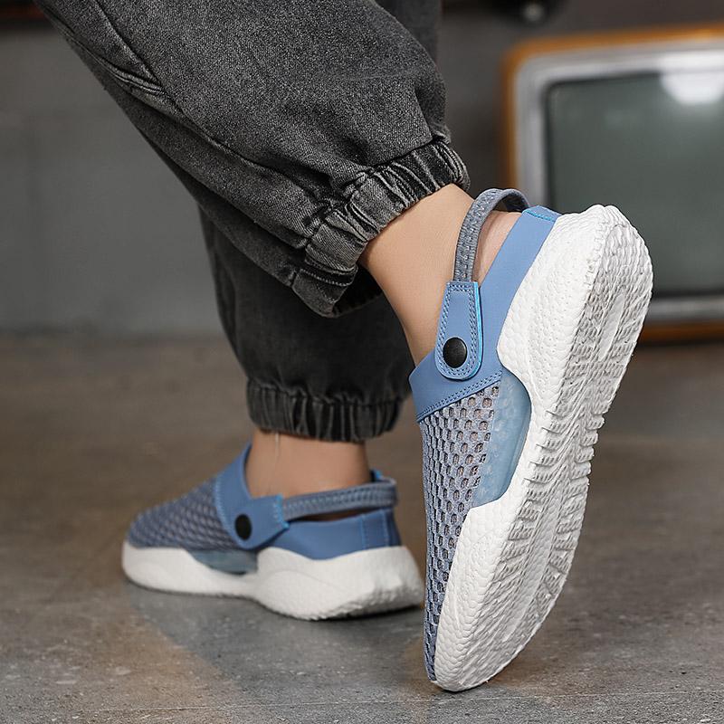 Men's Large Size 45 Slip-On Sandals Half Slippers Student Clog Head Cover Beach Shoes Cold Adhesive Sandals Hollow-out Summer