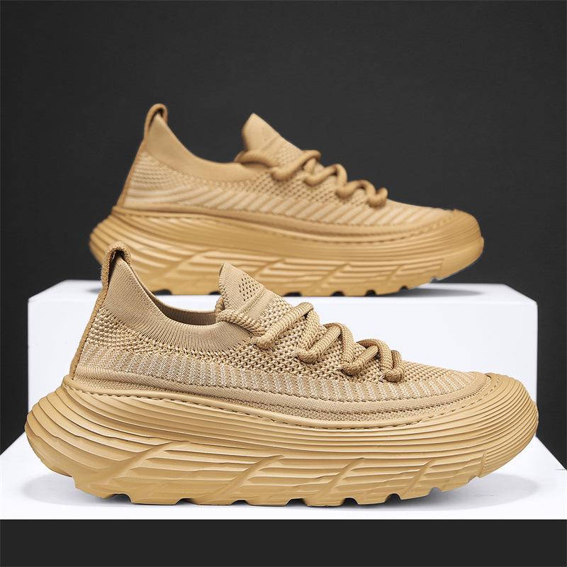Europe 2024 New Spring Casual Sports Board Shoes Men's Pedal Thick-soled Fly-woven Breathable Men's Shoes Niche and Lightweight