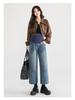 Maternity Fleece Support Jeans: Autumn/Winter Loose Straight-Leg 9-Point Slimming Pants for Pregnant Women
