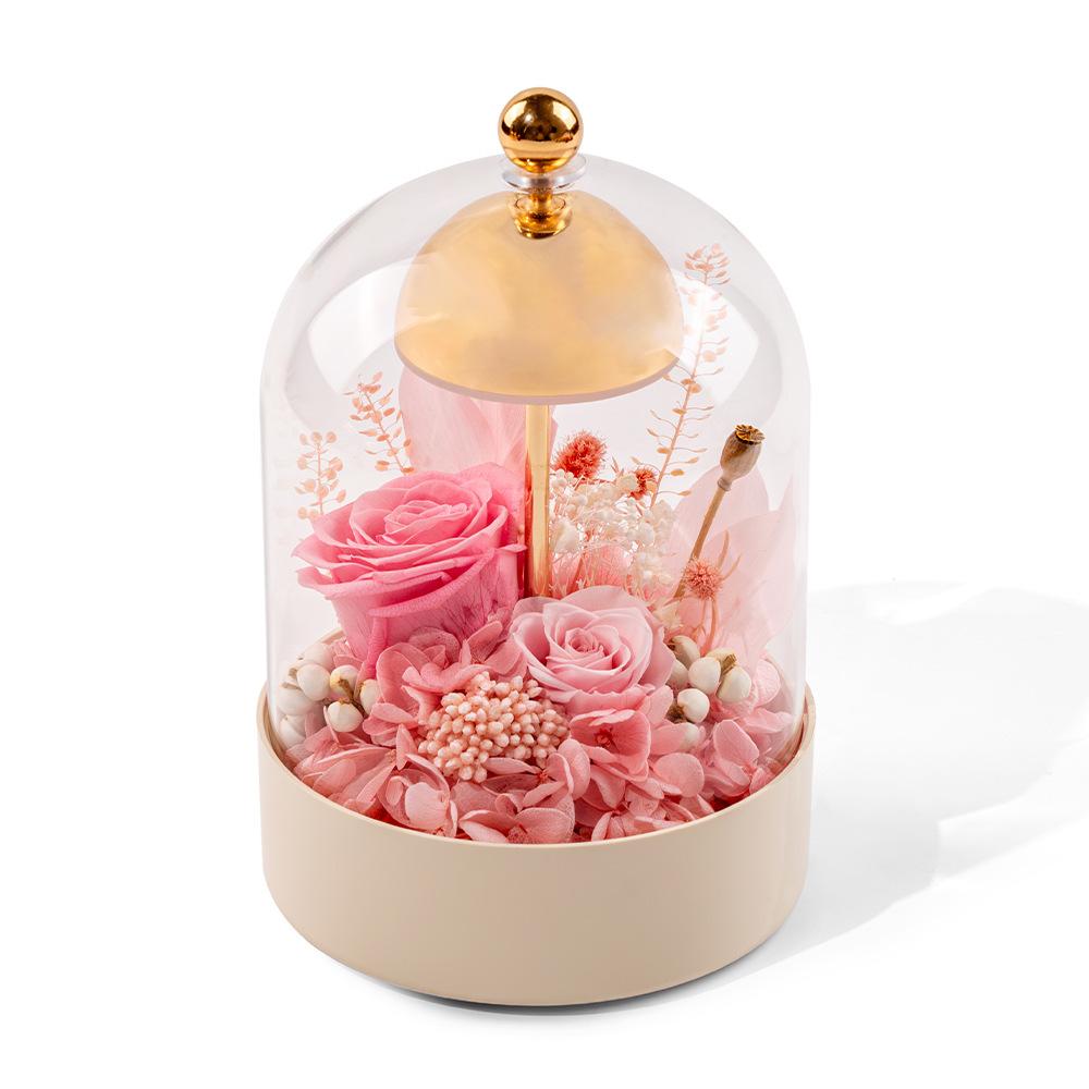 Yunnan Wind Chime Eternal Flower Glass Cover Desk Lamp Bedside Gift Box Ornament Lamp Night Light Bedroom Warm Gift
