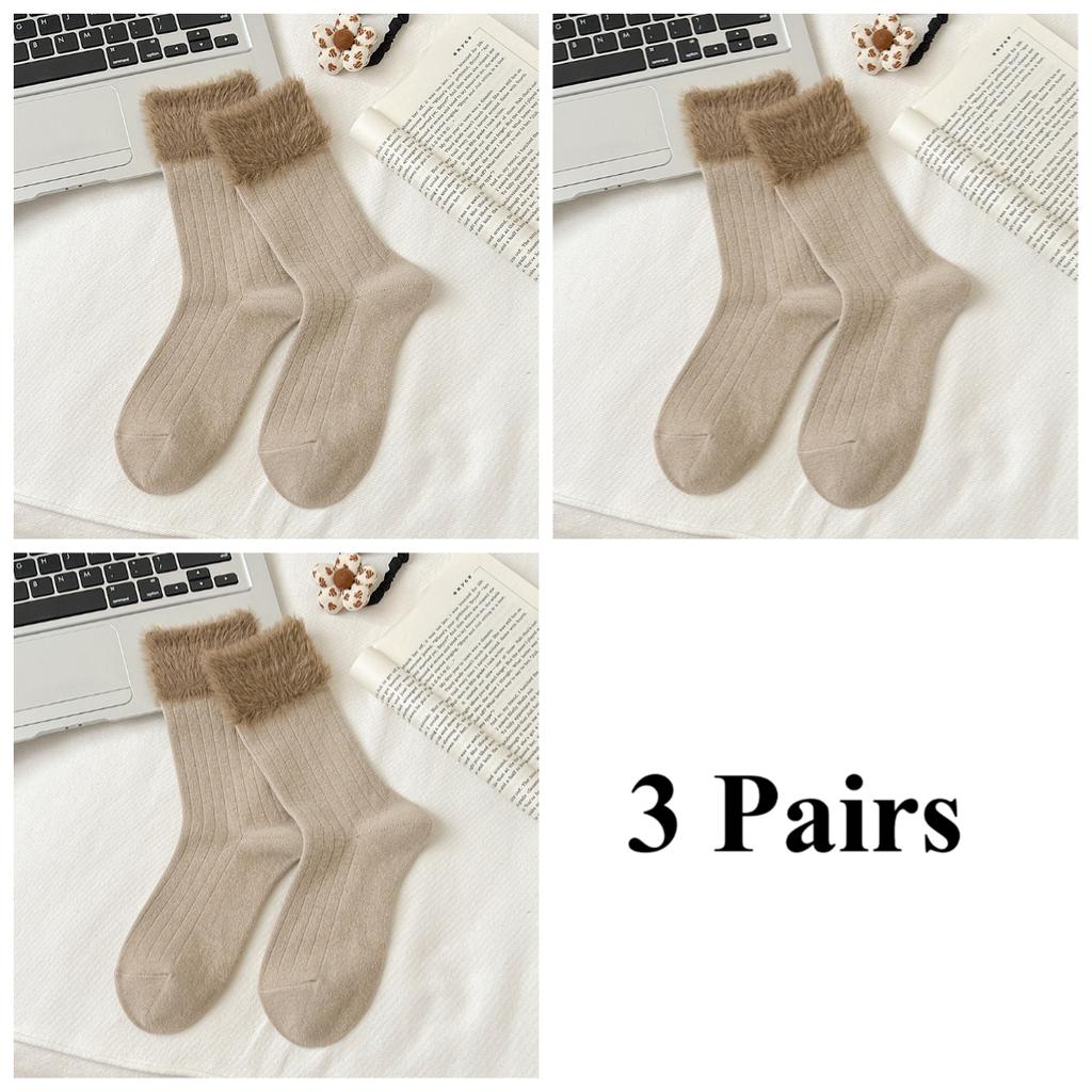 3 Pairs Women's Mid-calf Socks for Autumn and Winter Warmth