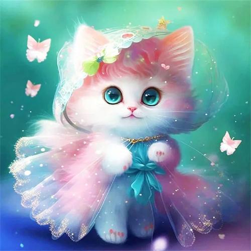 Plná čtvercová kulatá diamantová malba sada kočka pes domácí dekorace 5D diy vyšívací mozaika zvířata fantasy nástěnné umění