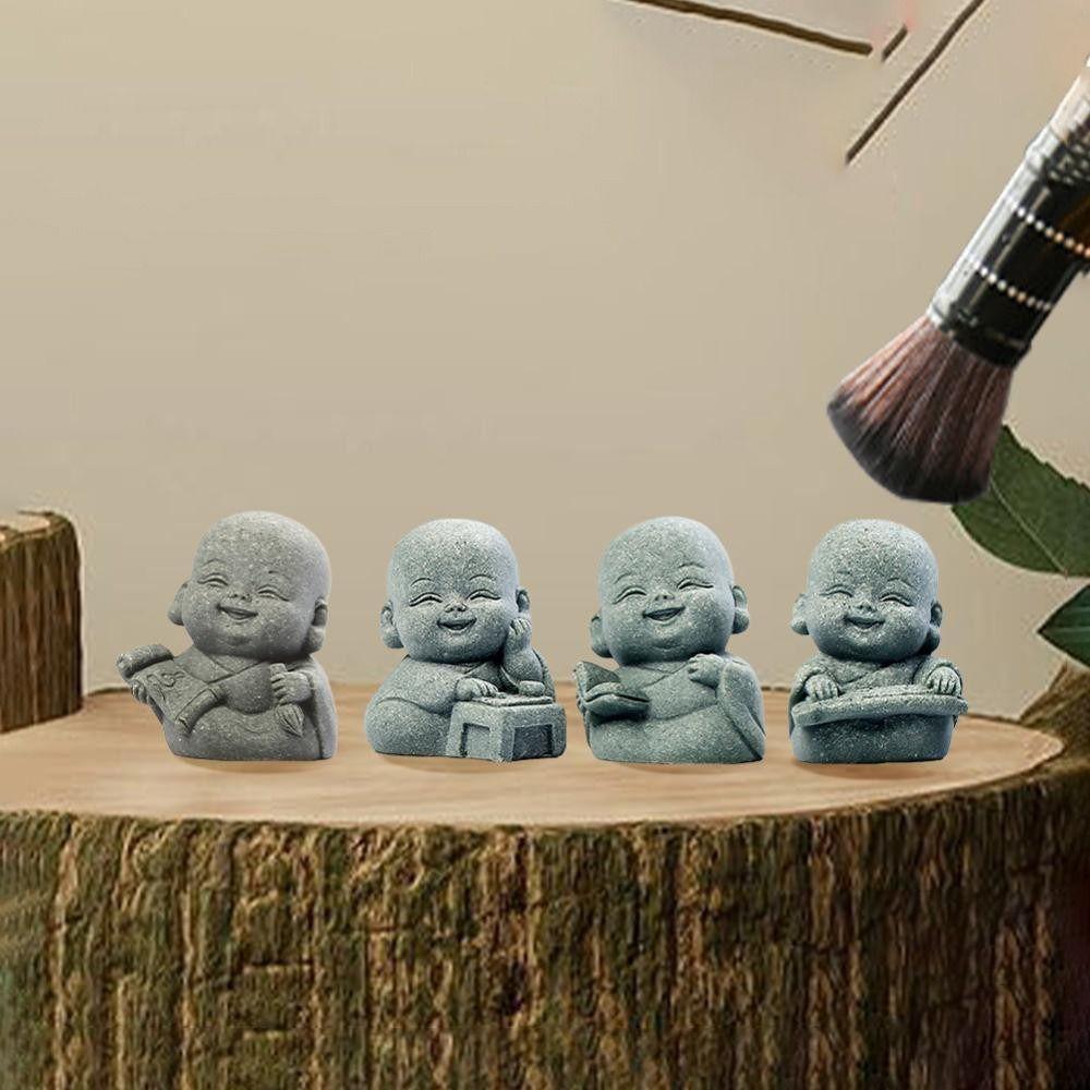 4 STÜCKE Niedliche Buddha-Statue Neuer Chinesischer Stil Kleine Mönch Ornamente Geschenke Kleine Mönch Figuren