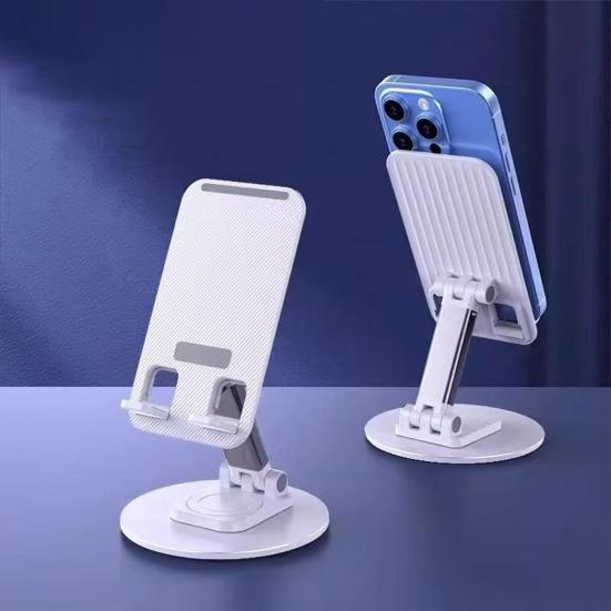 Phone Holder Foldable 360 Rotation Adjustable Desk Stand Metal Anti-Slip Silicone Pad Bracket for Phones Tablets