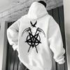 Autumn Winter Casual Sportswear Urban Fashion Hoodies Male Top Outwear 2025 Trendy Mens Hooded Sweatshirts Satan Pentagram Print