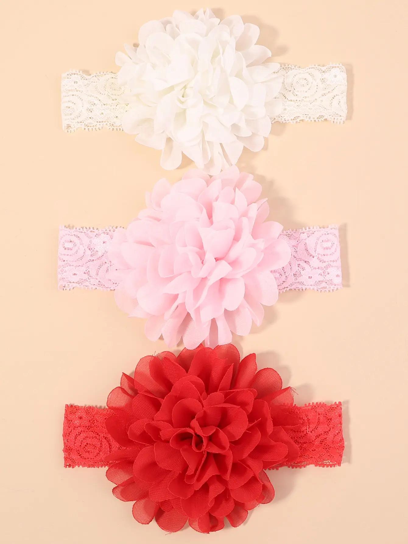 

3PCS/Set Big Flowerl Headband For Baby Gir Floral Chiffon Bandage Band Children Kids Headwear Ribbon Newborn Hair Accessories