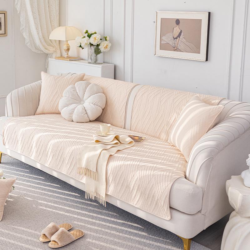 All-Season Non-Slip Pure Cotton Sofa Cushion - Solid Color, Japanese & Korean Design (2024 Model)