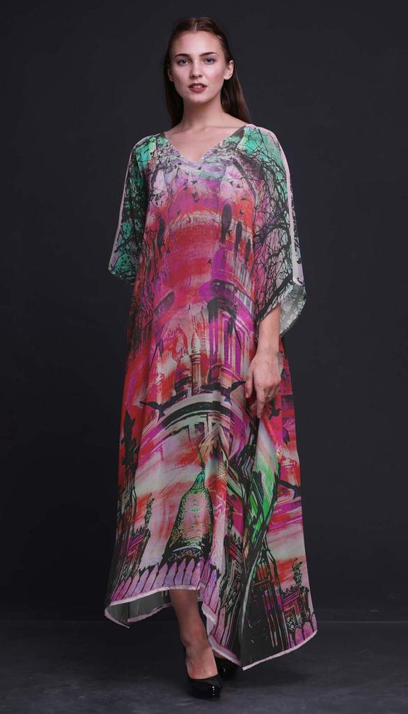 Phagun Mughal Monuments Beach Kaftan Bikini Cover up Womena    s Maxi Dress Long
